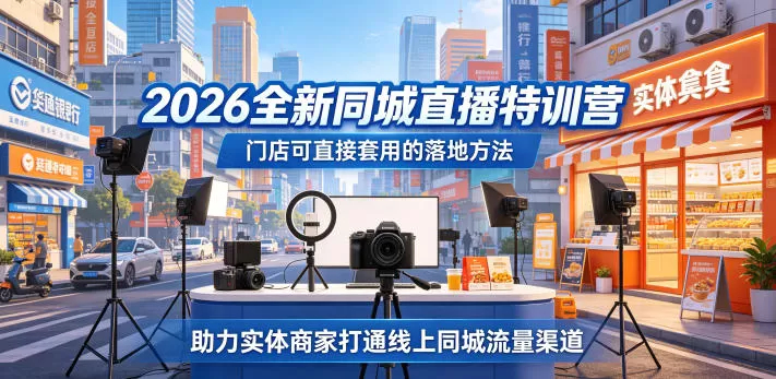 2026全新同城直播特训营,门店可直接套用的落地方法,助力实体商家打通线上同城流量渠道网创资源-中创网-冒泡网-福缘网长青创习社
