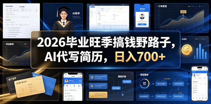 2026毕业旺季搞钱野路子，AI代写简历，日入700+【揭秘】网创资源-中创网-冒泡网-福缘网长青创习社