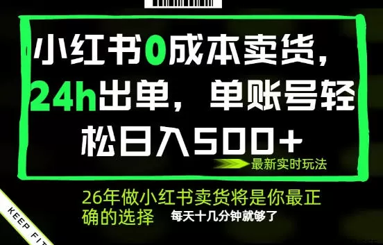 小红书0成本AI卖货,24小时出单,全流程托管,保底日入500+,每天十几分钟就够了【揭秘】