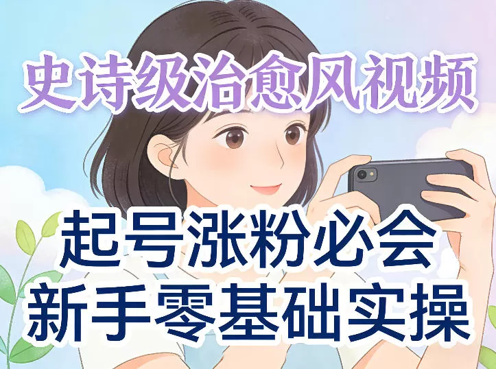 史诗级治愈风视频爆了，起号涨粉必会，新手零基础实操（实操+变现全讲解）网创资源-中创网-冒泡网-福缘网长青创习社