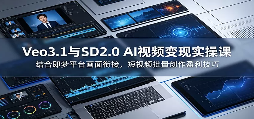 Veo3.1与SD2.0 AI视频变现实操课课:结合即梦平台画面衔接,短视频批量创作盈利技巧网创资源-中创网-冒泡网-福缘网长青创习社