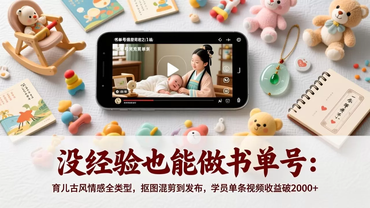 没经验也能做书单号：育儿古风情感全类型，抠图混剪到发布，学员单条视频收益破2000+网创资源-中创网-冒泡网-福缘网长青创习社
