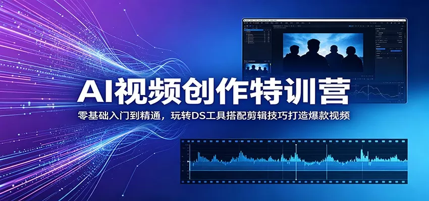 AI视频创作特训营:零基础入门到精通,玩转DS工具搭配剪辑技巧打造爆款视频网创资源-中创网-冒泡网-福缘网长青创习社
