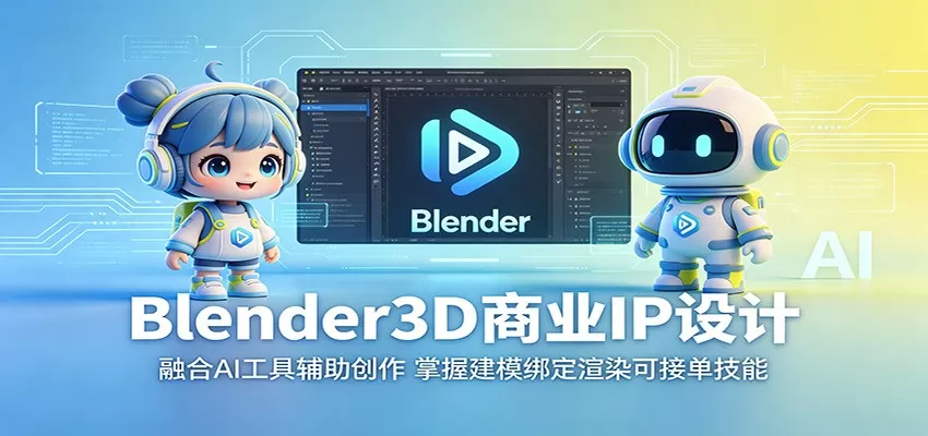 Blender3D商业IP设计:融合AI工具辅助创作,掌握建模绑定渲染可接单技能网创资源-中创网-冒泡网-福缘网长青创习社