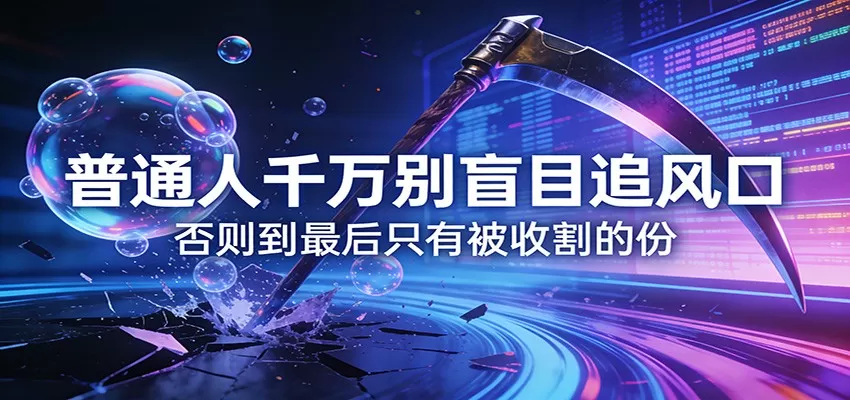 付费文章《通人千万别盲目追风口》否则到最后只有被收割的份网创资源-中创网-冒泡网-福缘网长青创习社