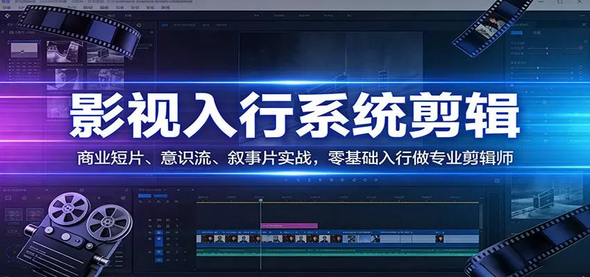 影视系统剪辑，商业短片、意识流、叙事片实战，零基础入行做专业剪辑师网创资源-中创网-冒泡网-福缘网长青创习社