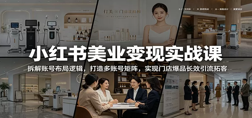 小红书美业变现实战课:拆解账号布局逻辑,打造多账号矩阵,实现门店爆品长效引流拓客网创资源-中创网-冒泡网-福缘网长青创习社