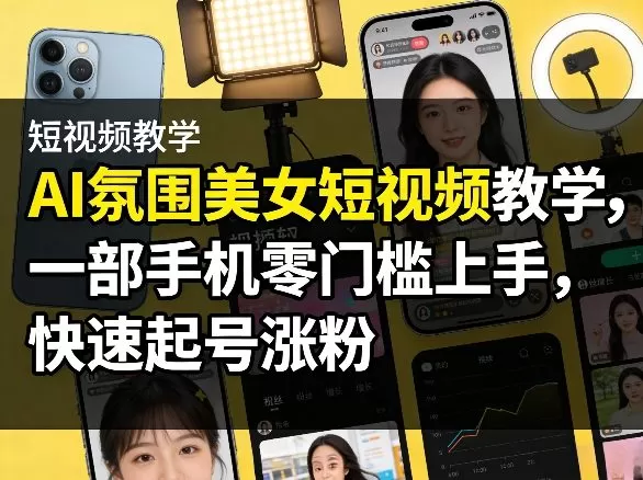 AI氛围美女短视频教学,一部手机零门槛上手,快速起号涨粉网创资源-中创网-冒泡网-福缘网长青创习社