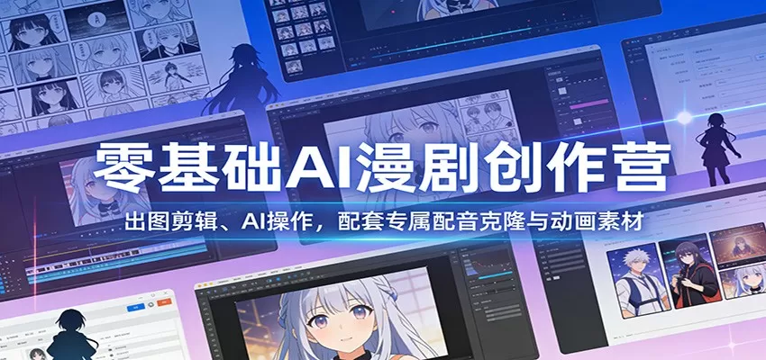 零基础AI漫剧创作营：出图剪辑、AI操作，配套专属配音克隆与动画素材网创资源-中创网-冒泡网-福缘网长青创习社