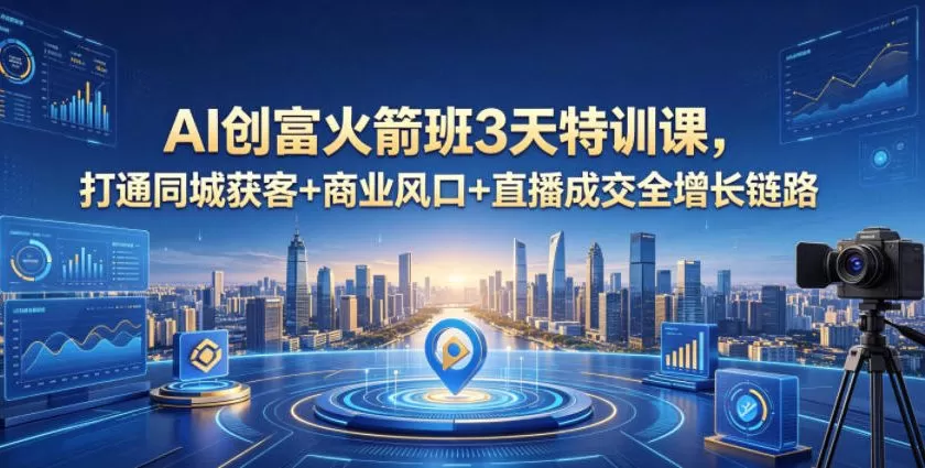 AI创富火箭班3天特训课,打通同城获客+商业风口+直播成交全增长链路,2026年4月新课网创资源-中创网-冒泡网-福缘网长青创习社
