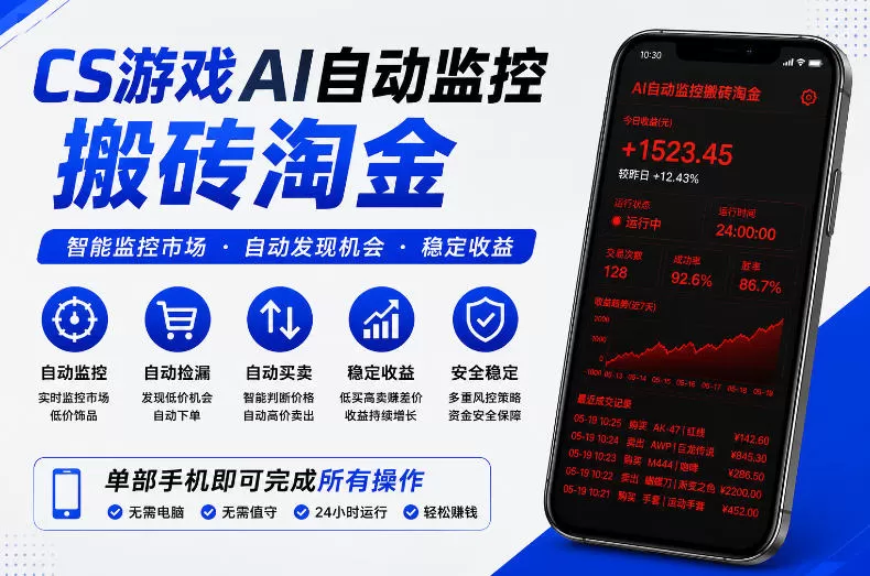 CS游戏AI自动监控搬砖淘金,稳定运行多年,支持任何形式验证,日入300+【揭秘】网创资源-中创网-冒泡网-福缘网长青创习社