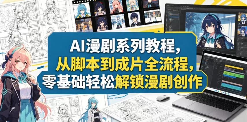 AI漫剧系列教程,从脚本到成片全流程,零基础轻松解锁漫剧创作网创资源-中创网-冒泡网-福缘网长青创习社